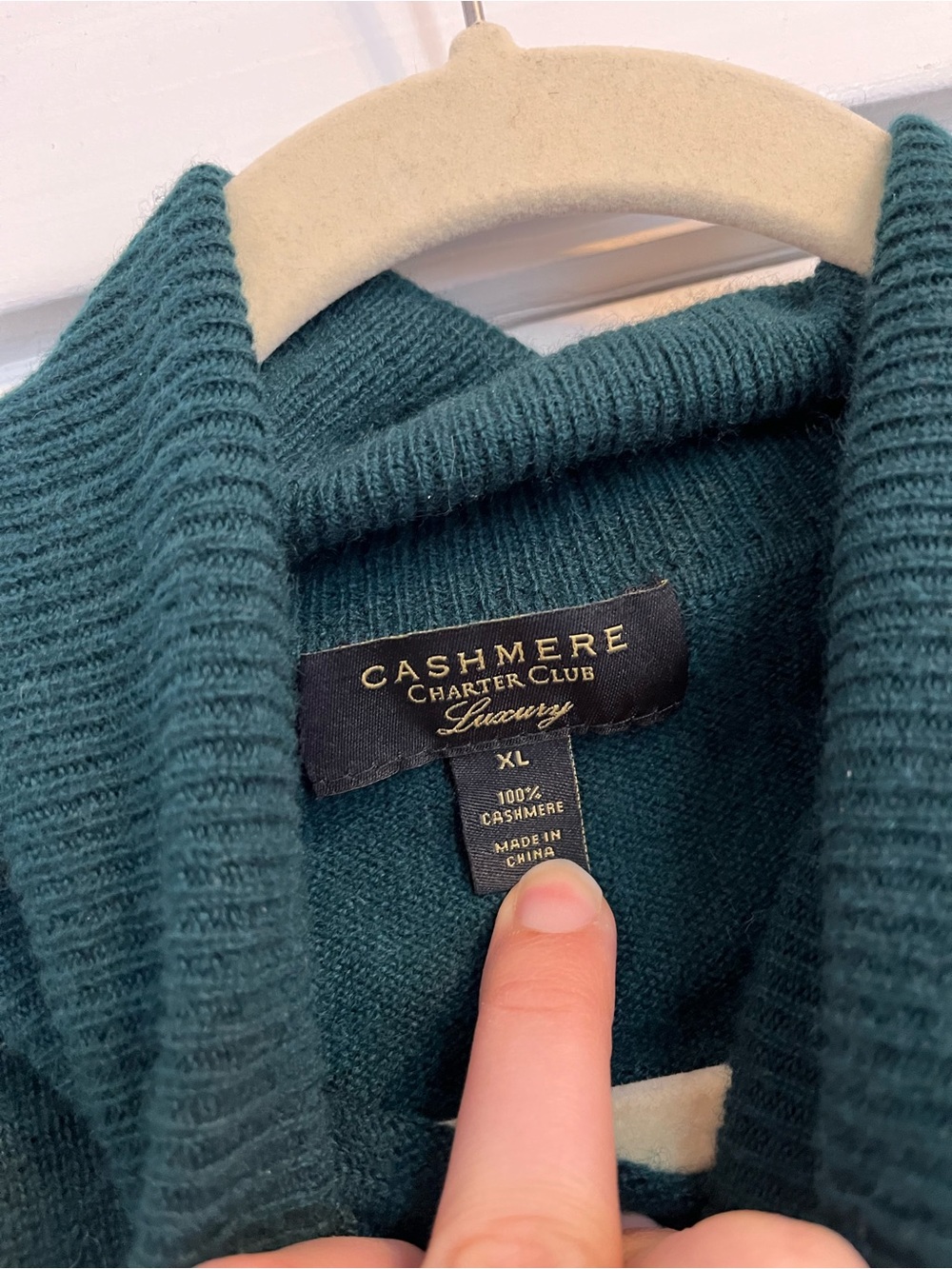 Charter Club Luxury Dark Green Turtleneck Sweater Cashmere XL USED - Picture 2 of 4